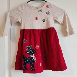 Beebay Holiday Reindeer Snowflake Dress- Size - 18-24 Months.